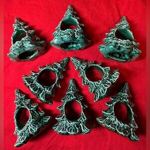 Vintage Ceramic Christmas Tree Napkin Rings